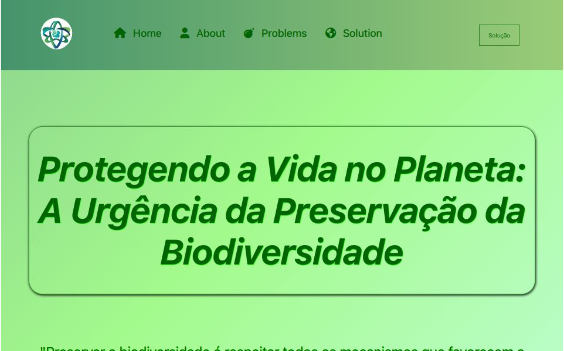 Site sobre preservação da biodiversidade.